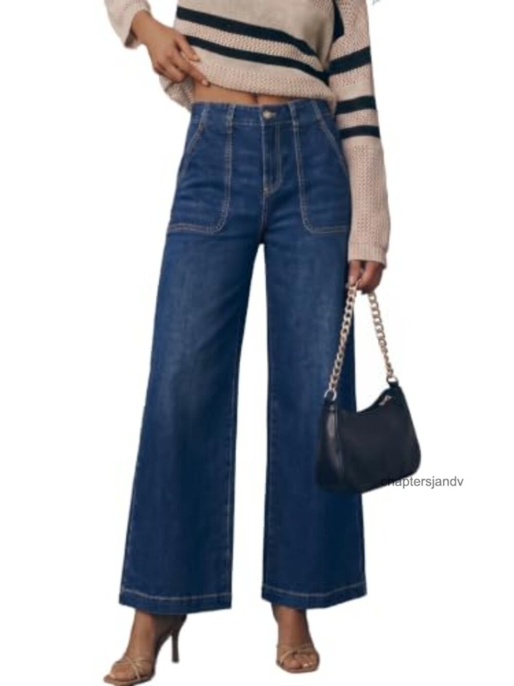Wide Leg High Waisted Baggy Stretch Denim Jeans